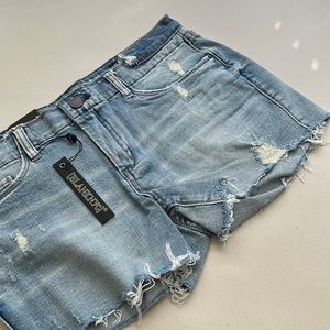 Blank NYC Shorts Women’s Size 29 The Astor Blue denim Distressed Ripped Raw Hem